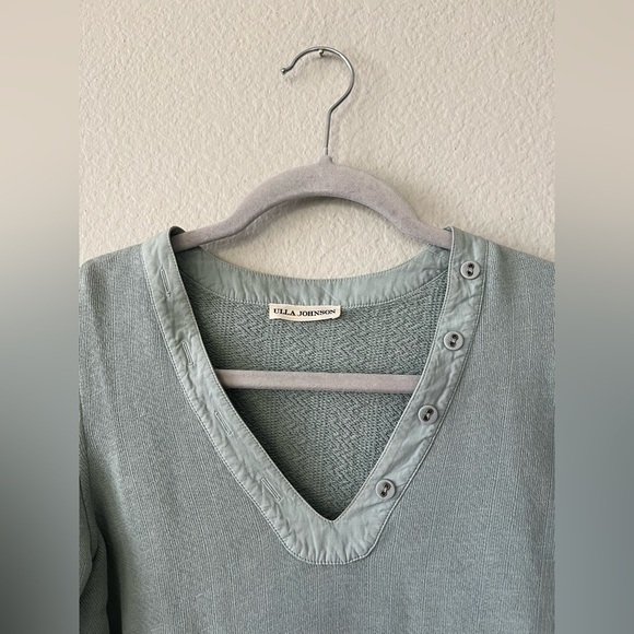 Ulla Johnson Jude Puff Sleeve Sweatshirt in Blue Green Women's Size P - Picture 14 of 14